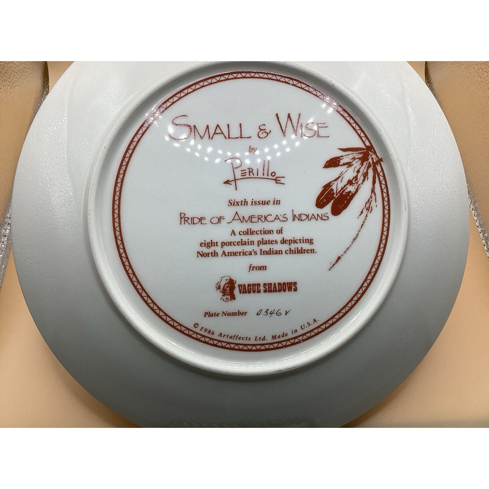 Pride of America's Indians - Collector Plate by Perillo "SMALL & WISE"-1986 Deco - Picture 3 of 3